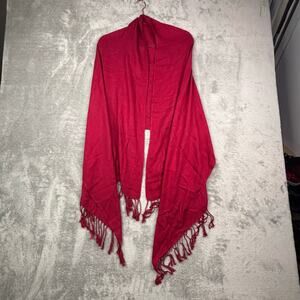 Pashmina Red Fringe Scarf 70% Pashmina 30% Silk Wrap
